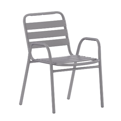 Flash Furniture Lila Commercial Metal Indoor-Outdoor Restaurant Stack Chair With Metal Triple Slat Back And Arms 11 Flash Furniture Lila Commercial Metal Indoor-Outdoor Restaurant Stack Chair With Metal Triple Slat Back And Arms - Image 11