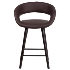 Flash Furniture Brynn Series 24'' High Contemporary Vinyl Rounded Back Counter Height Stool With Cappuccino Wood Frame 19 Flash Furniture Brynn Series 24'' High Contemporary Vinyl Rounded Back Counter Height Stool With Cappuccino Wood Frame -Furniture GUEST 001083df 967b 48cc 89c4 4f850680e89c