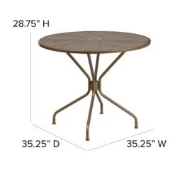 Flash Furniture Oia Commercial Grade 35.25" Round Indoor-Outdoor Steel Patio Table With Umbrella Hole -Furniture GUEST 01383d26 7820 4ff5 9838 16f41cbd9def