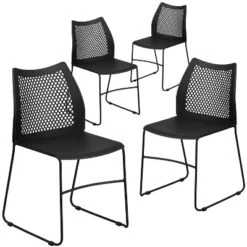 Flash Furniture 4 Pack HERCULES Series 661 Lb. Capacity Stack Chair With Air-Vent Back And Powder Coated Sled Base -Furniture GUEST 01e3d31a 7906 4aa4 bd2f 825ba98ab7db