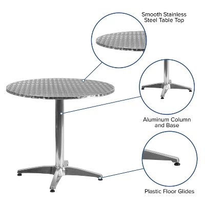 Flash Furniture Mellie 31.5'' Round Aluminum Indoor-Outdoor Table With Base 2 Flash Furniture Mellie 31.5'' Round Aluminum Indoor-Outdoor Table With Base - Image 2