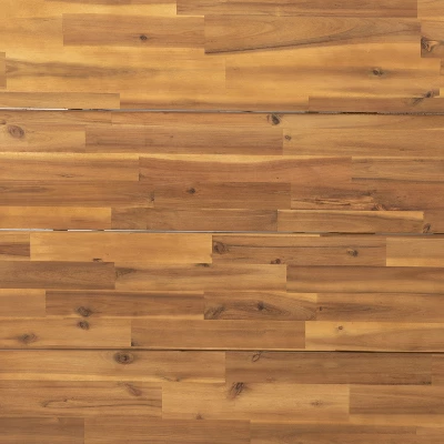 Flash Furniture All Weather Commercial Acacia Wood Top Patio Table With Metal Base-Natural/Black 9 Flash Furniture All Weather Commercial Acacia Wood Top Patio Table With Metal Base-Natural/Black - Image 9