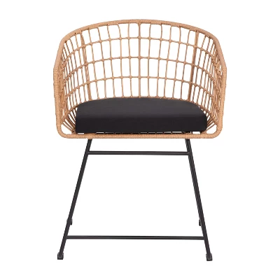 Flash Furniture Devon Set Of 2 Indoor/Outdoor Patio Boho Club Chairs, Rope With PE Wicker Rattan, Cushions And Sled Base 10 Flash Furniture Devon Set Of 2 Indoor/Outdoor Patio Boho Club Chairs, Rope With PE Wicker Rattan, Cushions And Sled Base - Image 10