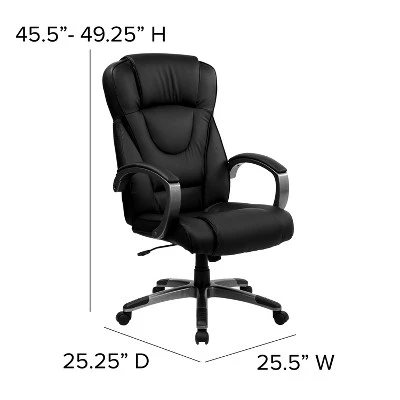 Flash Furniture High Back Black LeatherSoft Executive Swivel Office Chair With Titanium Nylon Base And Loop Arms 3 Flash Furniture High Back Black LeatherSoft Executive Swivel Office Chair With Titanium Nylon Base And Loop Arms - Image 3