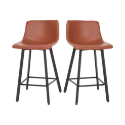 Flash Furniture Caleb Modern Armless 24 Inch Counter Height Stools Commercial Grade With Footrests And Matte Metal Frames, Set Of 2 -Furniture GUEST 030ff337 ff68 4d6c 9181 a955c2db49f8