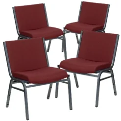 Flash Furniture 4 Pack HERCULES Series Big & Tall 1000 Lb. Rated Fabric Stack Chair