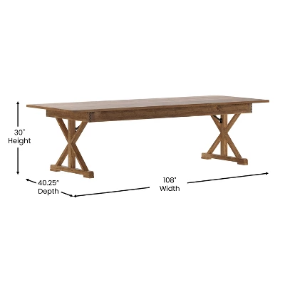 Flash Furniture HERCULES 9' X 40" Rectangular Solid Pine Folding Farm Table With X Legs 8 Flash Furniture HERCULES 9' X 40" Rectangular Solid Pine Folding Farm Table With X Legs - Image 8