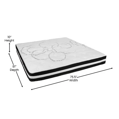 Flash Furniture 14 Inch Metal Platform Bed Frame With 10 Inch Pocket Spring Mattress In A Box And 2 Inch Cool Gel Memory Foam Topper 10 Flash Furniture 14 Inch Metal Platform Bed Frame With 10 Inch Pocket Spring Mattress In A Box And 2 Inch Cool Gel Memory Foam Topper - Image 10