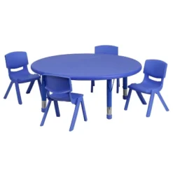 Flash Furniture 45" Round Plastic Height Adjustable Activity Table Set With 4 Chairs -Furniture GUEST 03f29b2d 57c0 40da 82c8 077c619e1dc3
