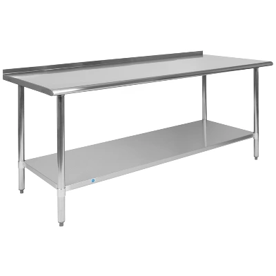 Flash Furniture Stainless Steel 18 Gauge Prep And Work Table With 1.5" Backsplash And Undershelf, NSF 9 Flash Furniture Stainless Steel 18 Gauge Prep And Work Table With 1.5" Backsplash And Undershelf, NSF - Image 9