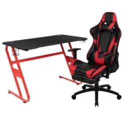 Flash Furniture Gaming Desk And Footrest Reclining Gaming Chair Set With Cup Holder And Headphone Hook -Furniture GUEST 04430ef6 130f 4be9 9f0a f0784250a3d7