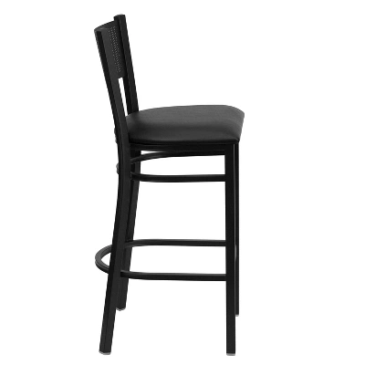 Flash Furniture Black Grid Back Metal Restaurant Barstool 2 Flash Furniture Black Grid Back Metal Restaurant Barstool - Image 2