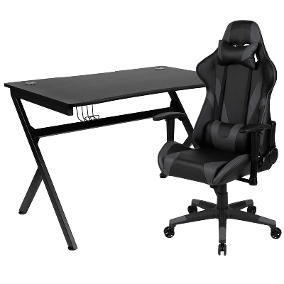 Flash Furniture Gaming Desk And Reclining Gaming Chair Set With Cup Holder, Headphone Hook & 2 Wire Management Holes 12 Flash Furniture Gaming Desk And Reclining Gaming Chair Set With Cup Holder, Headphone Hook & 2 Wire Management Holes - Image 12