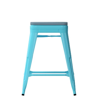Flash Furniture Cierra Set Of 4 Commercial Grade 24" High Backless Metal Indoor Counter Height Stools With All-Weather Poly Resin Seats 11 Flash Furniture Cierra Set Of 4 Commercial Grade 24" High Backless Metal Indoor Counter Height Stools With All-Weather Poly Resin Seats - Image 11