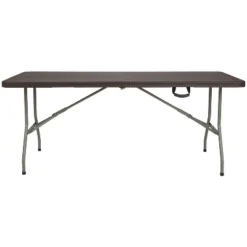 Flash Furniture 6-Foot Bi-Fold Brown Rattan Plastic Folding Table -Furniture GUEST 052737fa fc05 49d8 9bc2 053fd7d6f6db