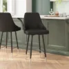 Flash Furniture Shelly Set Of 2 Commercial LeatherSoft Counter Height Bar Stools With Solid Black Metal Frames And Chrome Accented Feet And Footrests