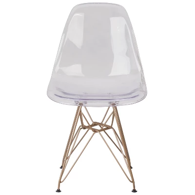Flash Furniture Elon Series Ghost Chair With Gold Metal Base 8 Flash Furniture Elon Series Ghost Chair With Gold Metal Base - Image 8