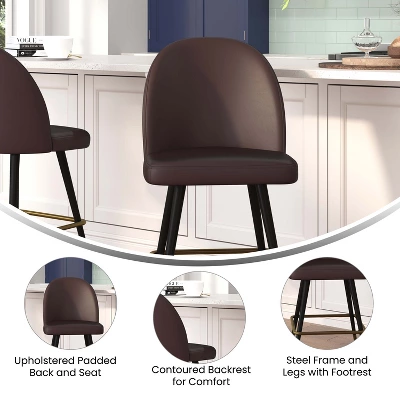 Flash Furniture Lyla Set Of 2 Commercial Modern Armless Counter Stools With Contoured Backrests, Steel Frames And Footrests-Set Of 2 5 Flash Furniture Lyla Set Of 2 Commercial Modern Armless Counter Stools With Contoured Backrests, Steel Frames And Footrests-Set Of 2 - Image 5