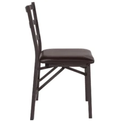 Flash Furniture HERCULES Series Brown Folding Ladder Back Metal Chair With Brown Vinyl Seat -Furniture GUEST 073bf74d a1cb 46fa 9bf1 f3c09da81f17