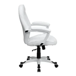 Mid-Back White Leather Executive Swivel Office Chair - Flash Furniture
