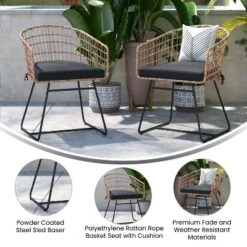 Flash Furniture Devon Set Of 2 Indoor/Outdoor Patio Boho Club Chairs, Rope With PE Wicker Rattan, Cushions And Sled Base 16 Flash Furniture Devon Set Of 2 Indoor/Outdoor Patio Boho Club Chairs, Rope With PE Wicker Rattan, Cushions And Sled Base -Furniture GUEST 07d5cc61 57c7 4ed6 995d 136dcf3edd69