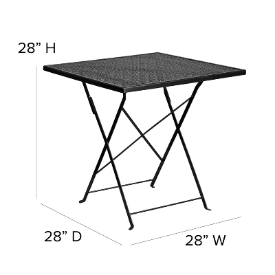 Flash Furniture Oia Commercial Grade 28" Square Indoor-Outdoor Steel Folding Patio Table 4 Flash Furniture Oia Commercial Grade 28" Square Indoor-Outdoor Steel Folding Patio Table - Image 4