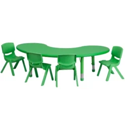 Flash Furniture 35"W X 65"L Half-Moon Plastic Height Adjustable Activity Table Set With 4 Chairs 7 Flash Furniture 35"W X 65"L Half-Moon Plastic Height Adjustable Activity Table Set With 4 Chairs -Furniture GUEST 08707f98 fdbb 4972 bd60 430f566c5834