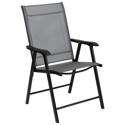 Flash Furniture Black Outdoor Folding Patio Sling Chair (2 Pack) 2 Flash Furniture Black Outdoor Folding Patio Sling Chair (2 Pack) - Image 2