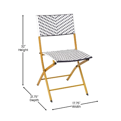 Flash Furniture Rouen Three Piece Folding French Bistro Set In PE Rattan With Metal Frames For Indoor And Outdoor Use 9 Flash Furniture Rouen Three Piece Folding French Bistro Set In PE Rattan With Metal Frames For Indoor And Outdoor Use - Image 9