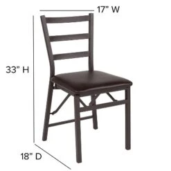 Flash Furniture 2 Pack HERCULES Series Brown Folding Ladder Back Metal Chair With Brown Vinyl Seat -Furniture GUEST 08fb43a3 c35d 48e0 9725 32724734a214