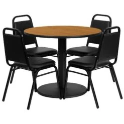 Flash Furniture 36'' Round Laminate Table Set With Round Base And 4 Trapezoidal Back Banquet Chairs 8 Flash Furniture 36'' Round Laminate Table Set With Round Base And 4 Trapezoidal Back Banquet Chairs -Furniture GUEST 08ff9366 ada9 4e48 b68e dedb85068385