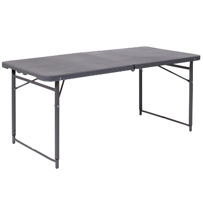 Flash Furniture 4-Foot Height Adjustable Bi-Fold Dark Gray Plastic Folding Table With Carrying Handle 10 Flash Furniture 4-Foot Height Adjustable Bi-Fold Dark Gray Plastic Folding Table With Carrying Handle - Image 10