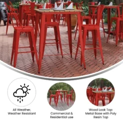 Flash Furniture Declan Commercial Indoor/Outdoor Bar Top Table, 31.5" Square All Weather Poly Resin Top With Steel Base -Furniture GUEST 09437615 872a 4519 ae19 b236c085cccb