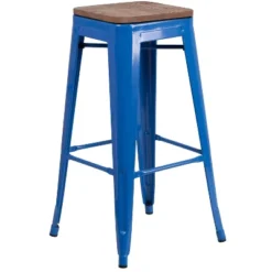 Flash Furniture 30" High Backless Metal Barstool With Square Wood Seat -Furniture GUEST 0946d13e 7d2e 40df 9af7 e339850ebed1