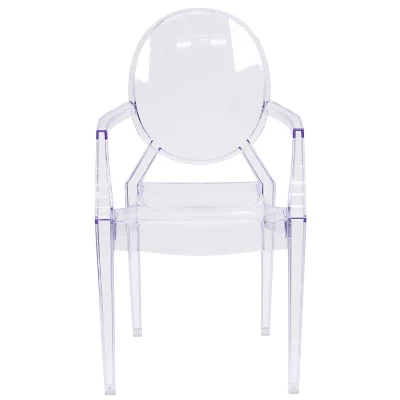 Flash Furniture Ghost Chair With Arms In Transparent Crystal 8 Flash Furniture Ghost Chair With Arms In Transparent Crystal - Image 8