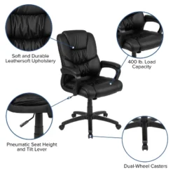 Flash Furniture Flash Fundamentals Big & Tall 400 Lb. Rated LeatherSoft Swivel Office Chair With Padded Arms 22 Flash Furniture Flash Fundamentals Big & Tall 400 Lb. Rated LeatherSoft Swivel Office Chair With Padded Arms -Furniture GUEST 09e01c27 2e4a 45ed 8983 121596d933e5