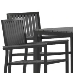 Flash Furniture Harris 5 Piece Commercial Indoor/Outdoor Table And Chairs With Black Poly Resin Slatted Backs And Seats -Furniture GUEST 0a0820fa 5655 414f 8814 01a3ddea01f3