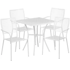 Flash Furniture Oia Commercial Grade 28" Square Indoor-Outdoor Steel Patio Table Set With 4 Square Back Chairs -Furniture GUEST 0a4a94c3 90b7 47ab 8055 30330b0fc5fb