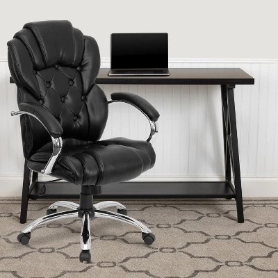 Flash Furniture High Back Transitional Style Black LeatherSoft Executive Swivel Office Chair With Arms 1 Flash Furniture High Back Transitional Style Black LeatherSoft Executive Swivel Office Chair With Arms