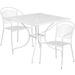 Flash Furniture Oia Commercial Grade 35.5" Square Indoor-Outdoor Steel Patio Table Set With 2 Round Back Chairs -Furniture GUEST 0a72e5ca 1acd 423e 8e32 29a45451a060