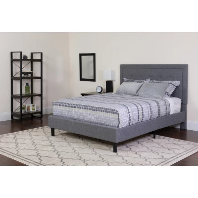 Flash Furniture Roxbury Full Size Tufted Upholstered Platform Bed In Light Gray Fabric With Pocket Spring Mattress 1 Flash Furniture Roxbury Full Size Tufted Upholstered Platform Bed In Light Gray Fabric With Pocket Spring Mattress