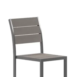 Flash Furniture Finch Commercial Grade Patio Chair With Arms, Stackable Side Chair With Faux Teak Poly Slats And Metal Frame -Furniture GUEST 0aea3f97 fdc3 4fce a82f a9baef19b291