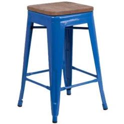 Flash Furniture 24" High Backless Metal Counter Height Stool With Square Wood Seat -Furniture GUEST 0ba76c28 85e2 44b5 b5cb 710709e14de7
