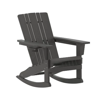 Flash Furniture Halifax HDPE Adirondack Chair With Cup Holder And Pull Out Ottoman, All-Weather HDPE Indoor/Outdoor Chair 13 Flash Furniture Halifax HDPE Adirondack Chair With Cup Holder And Pull Out Ottoman, All-Weather HDPE Indoor/Outdoor Chair - Image 13