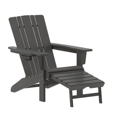 Flash Furniture Halifax HDPE Adirondack Chair With Cup Holder And Pull Out Ottoman, All-Weather HDPE Indoor/Outdoor Lounge Chair 13 Flash Furniture Halifax HDPE Adirondack Chair With Cup Holder And Pull Out Ottoman, All-Weather HDPE Indoor/Outdoor Lounge Chair - Image 13