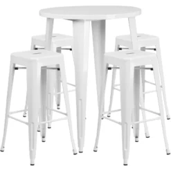 Flash Furniture Commercial Grade 30" Round Metal Indoor-Outdoor Bar Table Set With 4 Square Seat Backless Stools 15 Flash Furniture Commercial Grade 30" Round Metal Indoor-Outdoor Bar Table Set With 4 Square Seat Backless Stools -Furniture GUEST 0e420706 9d00 47d5 a8d1 5ba3c215dfe0