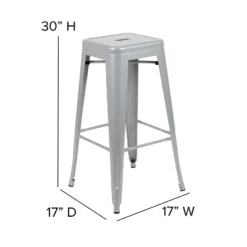 Flash Furniture Cierra Set Of 4 Commercial Grade 30" High Backless Metal Indoor Bar Height Stools With All-Weather Poly Resin Seats -Furniture GUEST 0e567fee 8d54 43cd 8d1b dbc07139408c