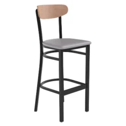 Flash Furniture Wright Commercial Grade Barstool With 500 LB. Capacity Steel Frame, Solid Wood Seat, And Boomerang Back -Furniture GUEST 0e5b1a48 26cc 45fa 8293 54b0a8f209df