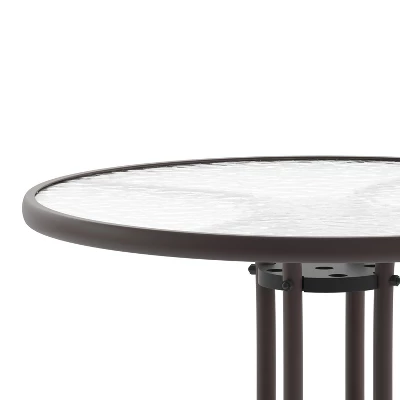 Flash Furniture Bellamy 31.5'' Round Tempered Glass Metal Table 7 Flash Furniture Bellamy 31.5'' Round Tempered Glass Metal Table - Image 7