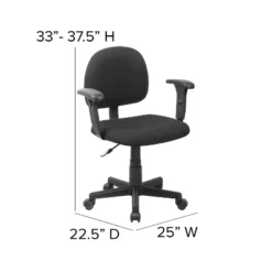 Flash Furniture Wayne Mid-Back Black Fabric Swivel Task Office Chair With Adjustable Arms -Furniture GUEST 0ee493d2 82ab 4680 bd5b 8a2f9d560a2e
